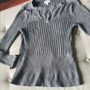 Elle Vintage Grey Ribbed Structured Sweater Size XL